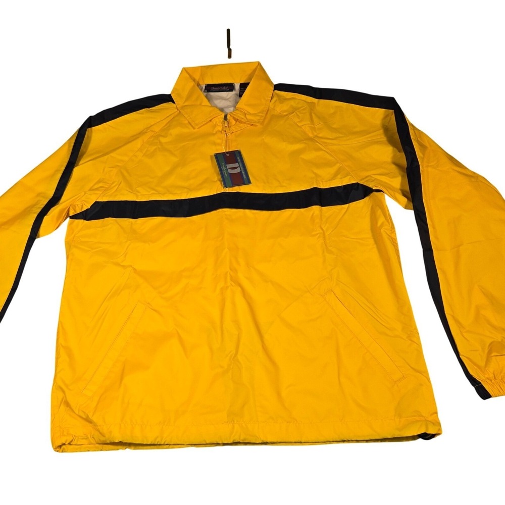 Dunbrooke Authentic Outerwear Mens Yellow Navy Stripe Nylon Windbreaker Jacket S